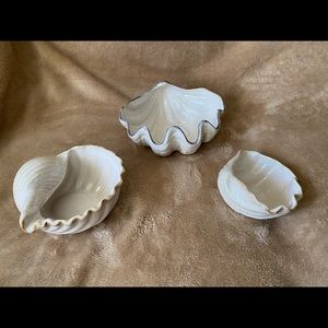 3 pc. Ceramic Shell trinket/jewelry dish set